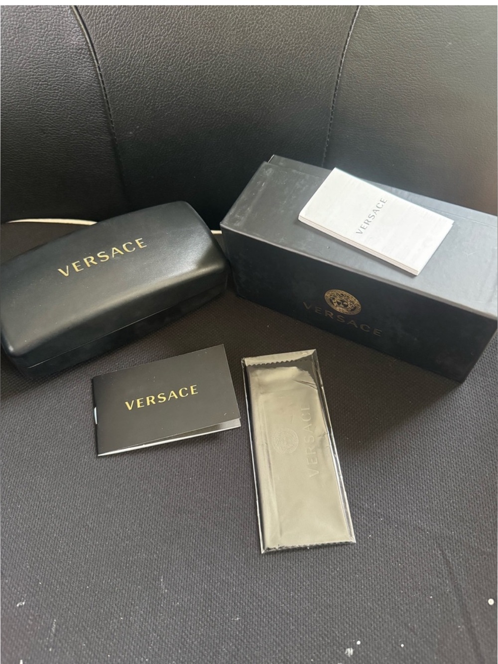 NWOT. COA. Versace Black and Gold Round Sunglasses. Full inclusion. - Picture 2 of 16